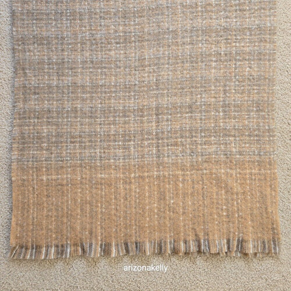 NWOT Wool Tweed Scarf Ralph Lauren Thick Tan - Picture 2 of 16